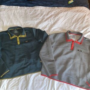 Two Men’s LL Bean Airlight Knit Ribbed Pullover Sweater 1/4 snap, XL